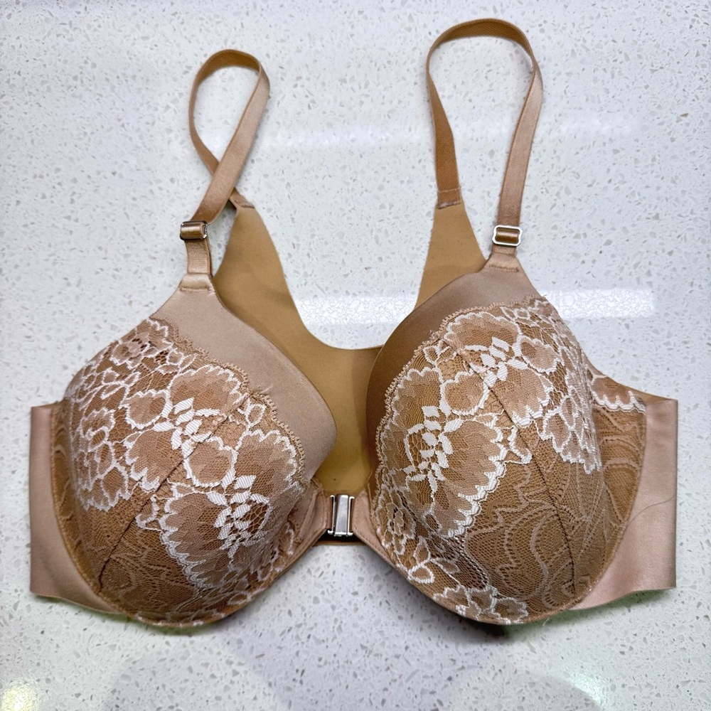 Soma Tan Lace Overlay Full Coverage Bra